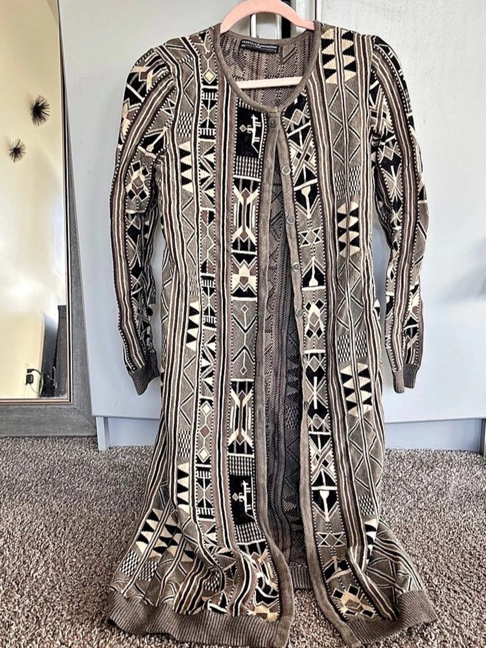 Peruvian Connection Geometric Alpaca Cotton Cardigan Size Small